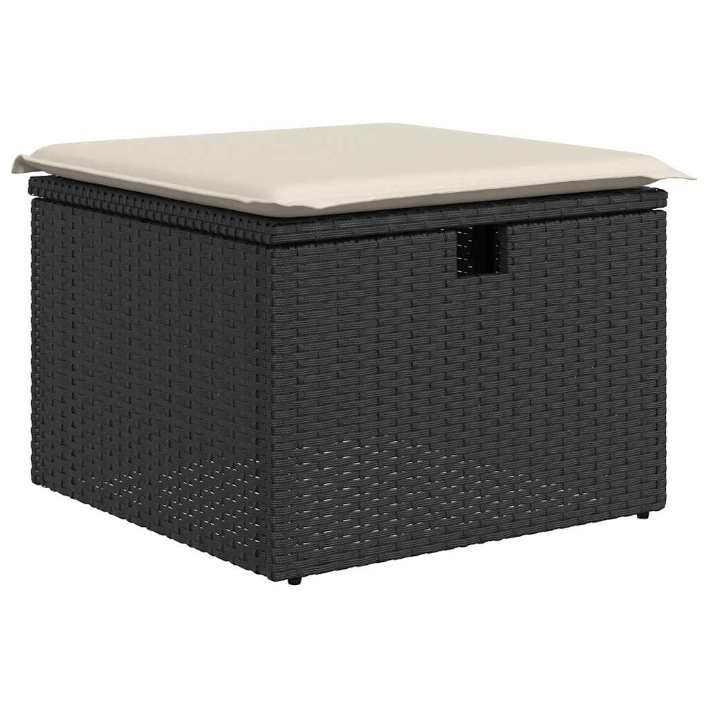 Set mobilier de grădină cu perne, 4 piese, negru, poliratan