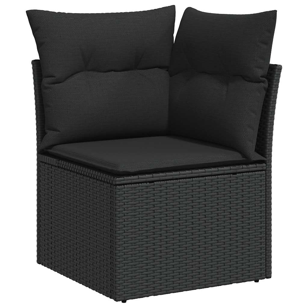 Set mobilier de grădină cu perne, 5 piese, negru, poliratan