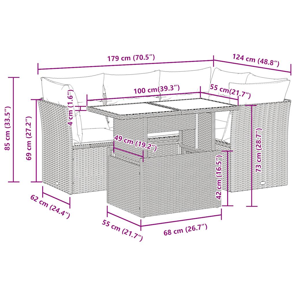 Set mobilier de grădină cu perne, 5 piese, negru, poliratan