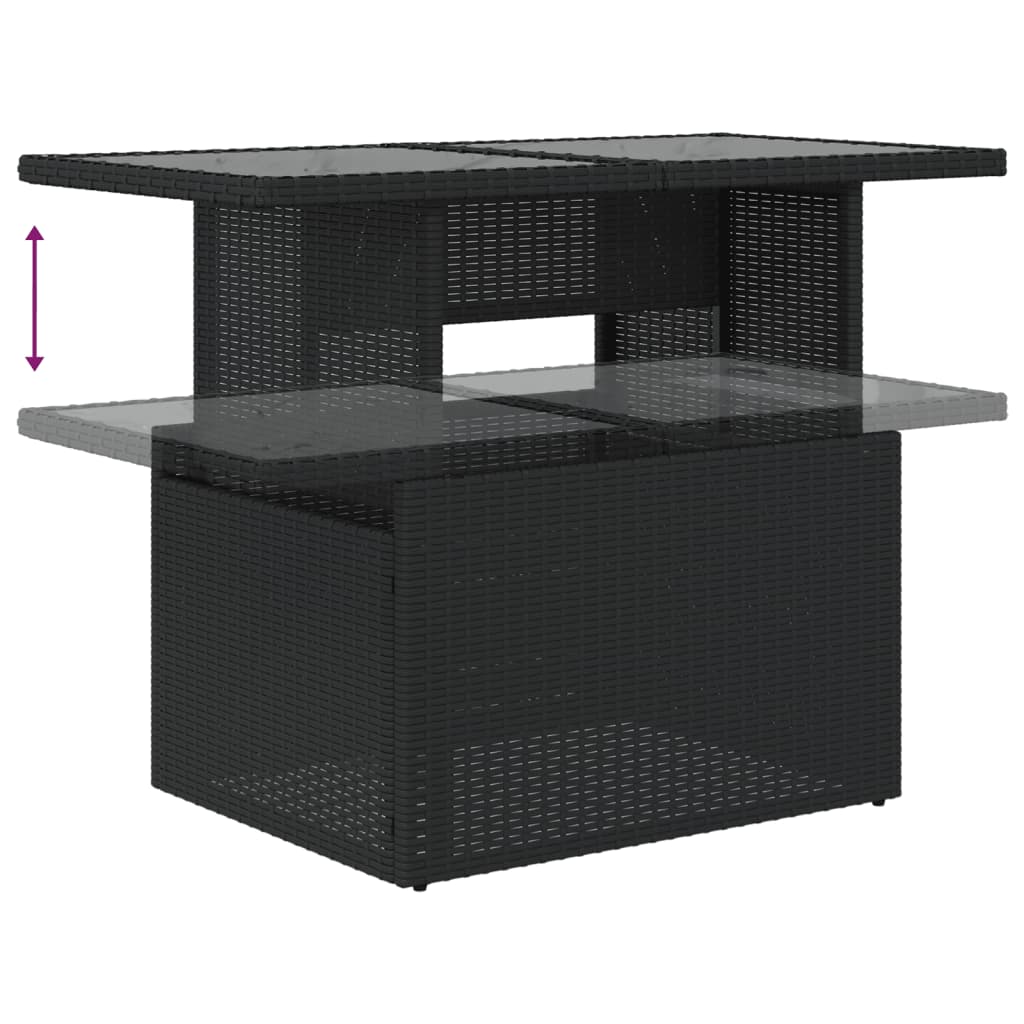 Set mobilier de grădină cu perne, 8 piese, negru, poliratan