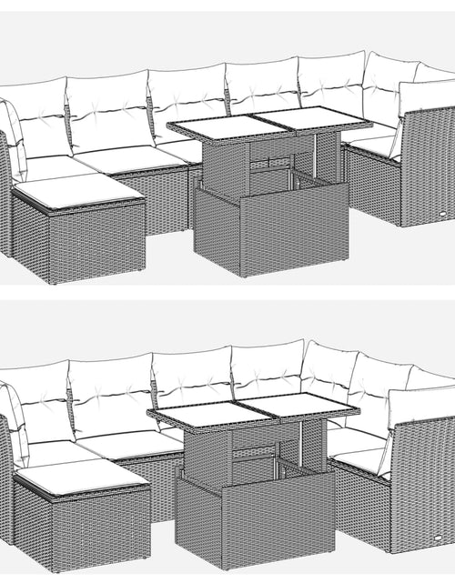Загрузите изображение в средство просмотра галереи, Set canapele de grădină, 8 piese, cu perne, bej, poliratan
