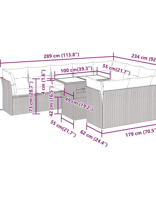 Загрузите изображение в средство просмотра галереи, Set canapele de grădină cu perne, 11 piese, bej, poliratan
