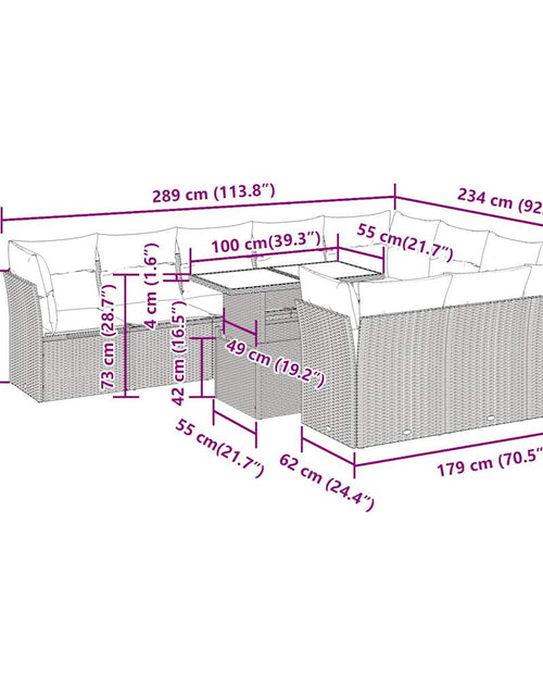 Загрузите изображение в средство просмотра галереи, Set canapele de grădină cu perne, 11 piese, bej, poliratan
