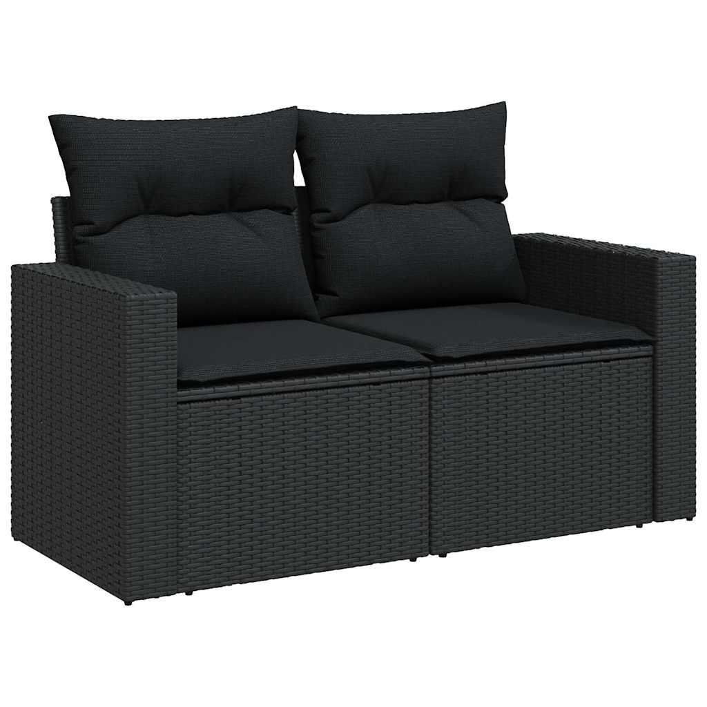 Set mobilier de grădină cu perne, 5 piese, negru, poliratan