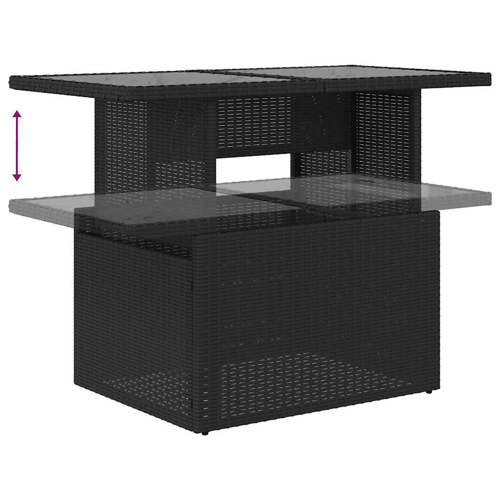 Set mobilier de grădină cu perne, 5 piese, negru, poliratan