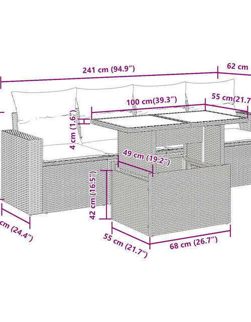 Загрузите изображение в средство просмотра галереи, Set mobilier de grădină cu perne, 5 piese, negru, poliratan
