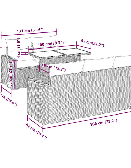Încărcați imaginea în vizualizatorul Galerie, Set canapele de grădină cu perne, 6 piese, bej, poliratan
