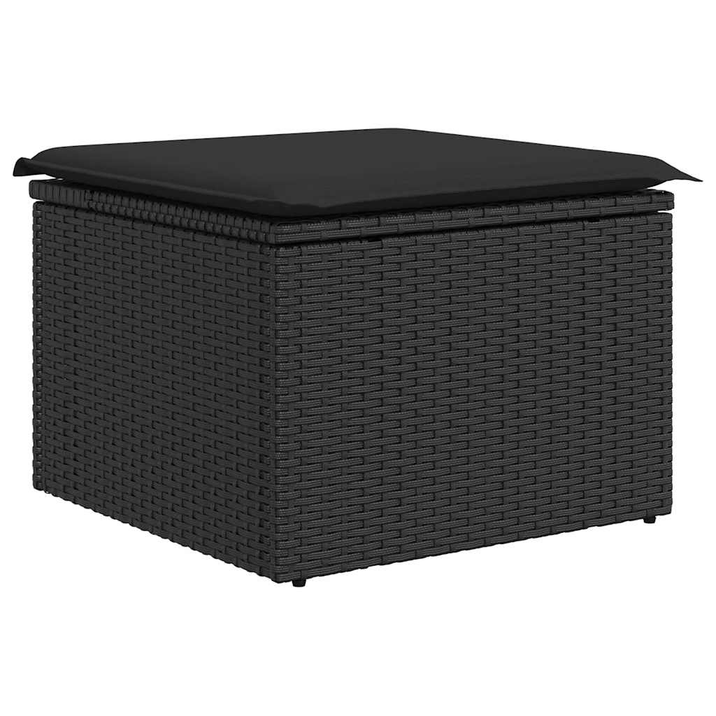 Set mobilier de grădină cu perne, 6 piese, negru, poliratan