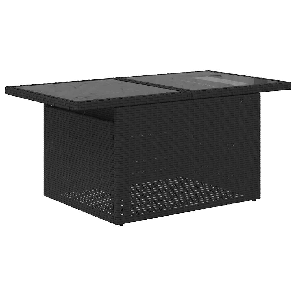 Set mobilier de grădină cu perne, 5 piese, negru, poliratan