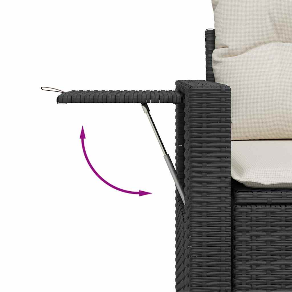 Set mobilier de grădină cu perne, 5 piese, negru, poliratan