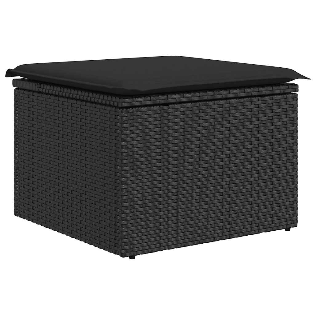 Set mobilier de grădină cu perne, 6 piese, negru, poliratan