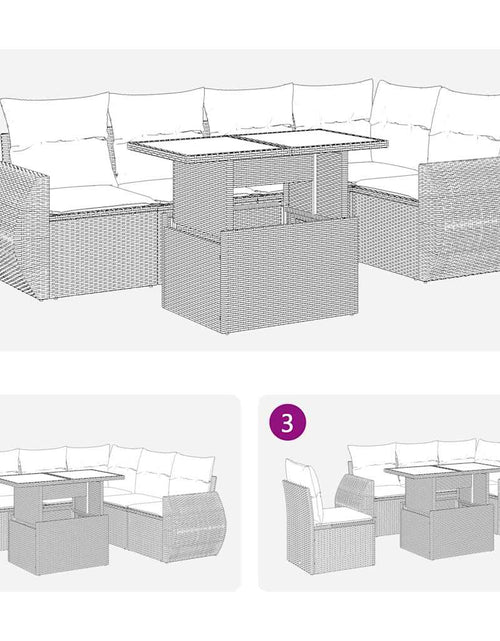 Загрузите изображение в средство просмотра галереи, Set canapele de grădină cu perne, 6 piese, bej, poliratan
