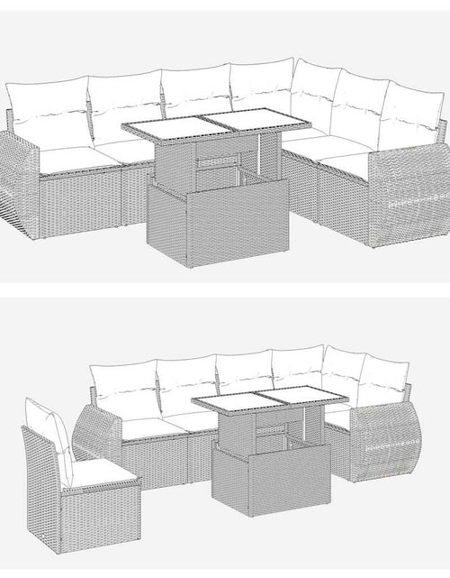 Загрузите изображение в средство просмотра галереи, Set canapele de grădină, 7 piese, cu perne, bej, poliratan
