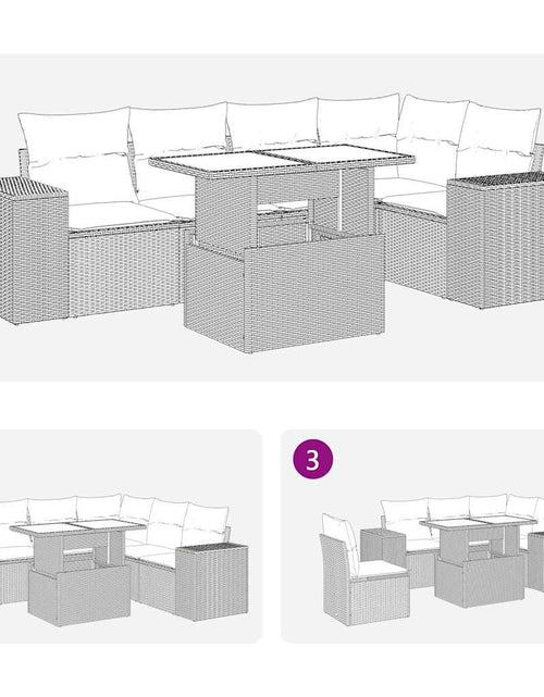 Загрузите изображение в средство просмотра галереи, Set mobilier de grădină cu perne, 6 piese, negru, poliratan
