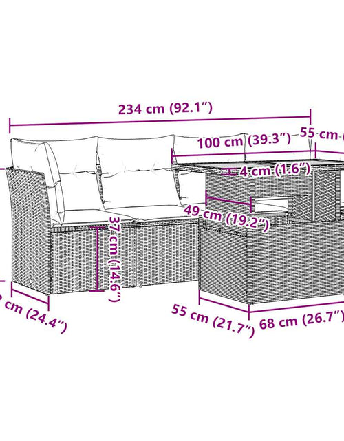 Загрузите изображение в средство просмотра галереи, Set mobilier de grădină cu perne, 5 piese, negru, poliratan
