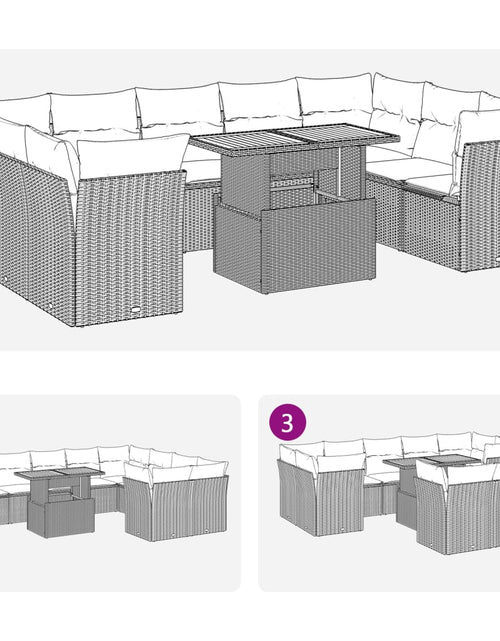 Încărcați imaginea în vizualizatorul Galerie, Set canapele de grădină cu perne, 10 piese, bej, poliratan
