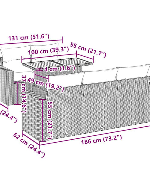 Încărcați imaginea în vizualizatorul Galerie, Set canapele de grădină cu perne, 6 piese, bej, poliratan
