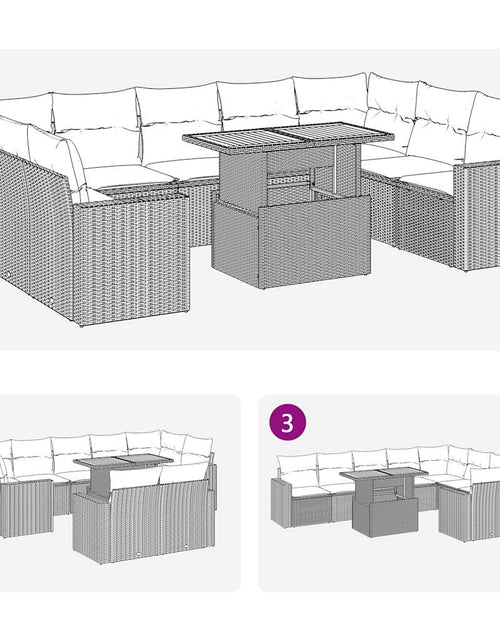 Încărcați imaginea în vizualizatorul Galerie, Set canapele de grădină cu perne, 10 piese, bej, poliratan
