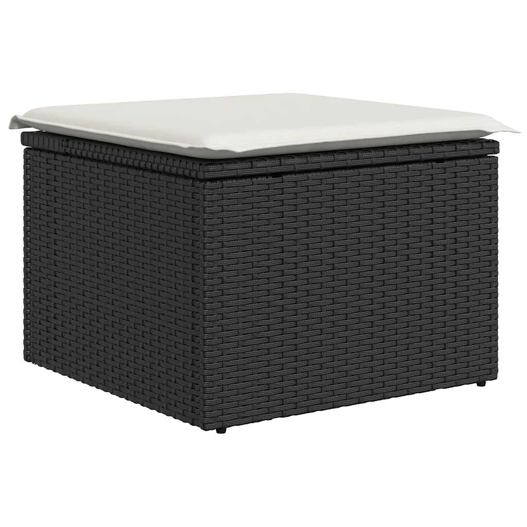 Set mobilier de grădină cu perne, 6 piese, negru, poliratan