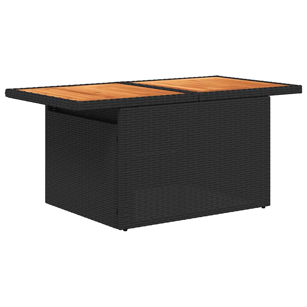 Set mobilier de grădină cu perne, 6 piese, negru, poliratan