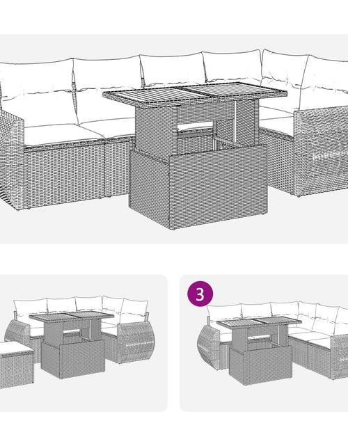 Загрузите изображение в средство просмотра галереи, Set mobilier de grădină cu perne, 6 piese, negru, poliratan
