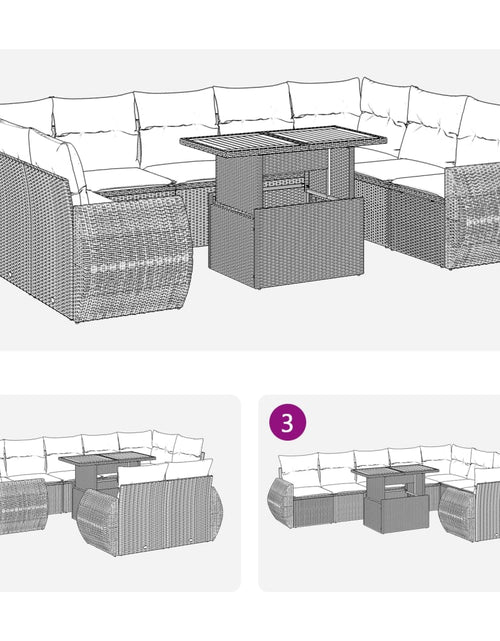 Загрузите изображение в средство просмотра галереи, Set canapele de grădină cu perne, 10 piese, bej, poliratan
