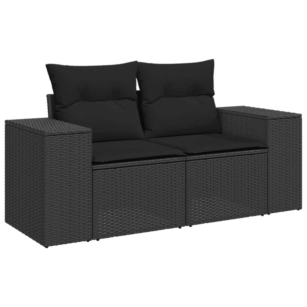 Set mobilier de grădină cu perne, 5 piese, negru, poliratan