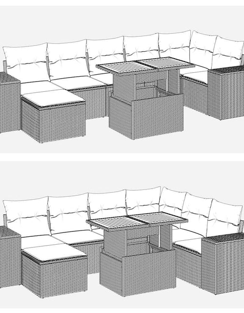 Загрузите изображение в средство просмотра галереи, Set mobilier de grădină cu perne, 8 piese, negru, poliratan
