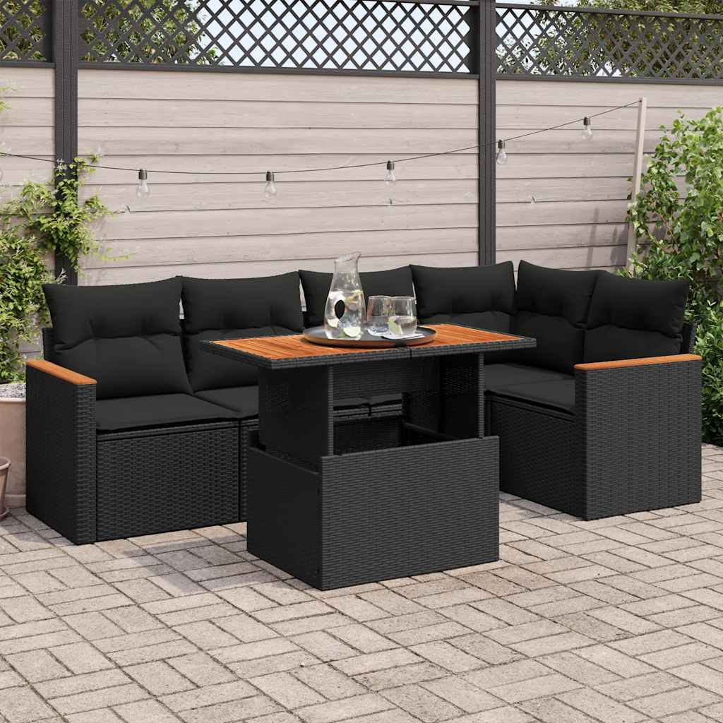 Set mobilier de grădină cu perne, 5 piese,poliratan/lemn acacia