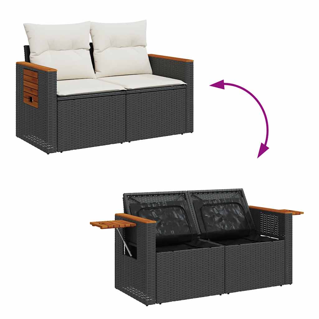 Set mobilier de grădină cu perne, 4 piese poliratan/lemn acacia