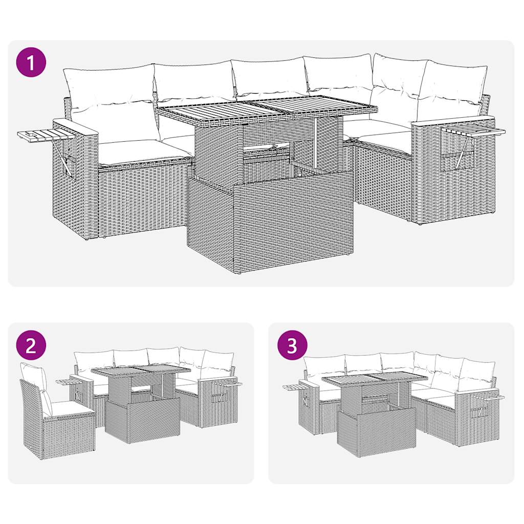 Set mobilier de grădină cu perne, 5 piese,poliratan/lemn acacia