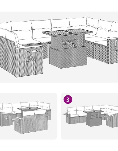 Încărcați imaginea în vizualizatorul Galerie, Set canapele de grădină cu perne, 10 piese, bej, poliratan
