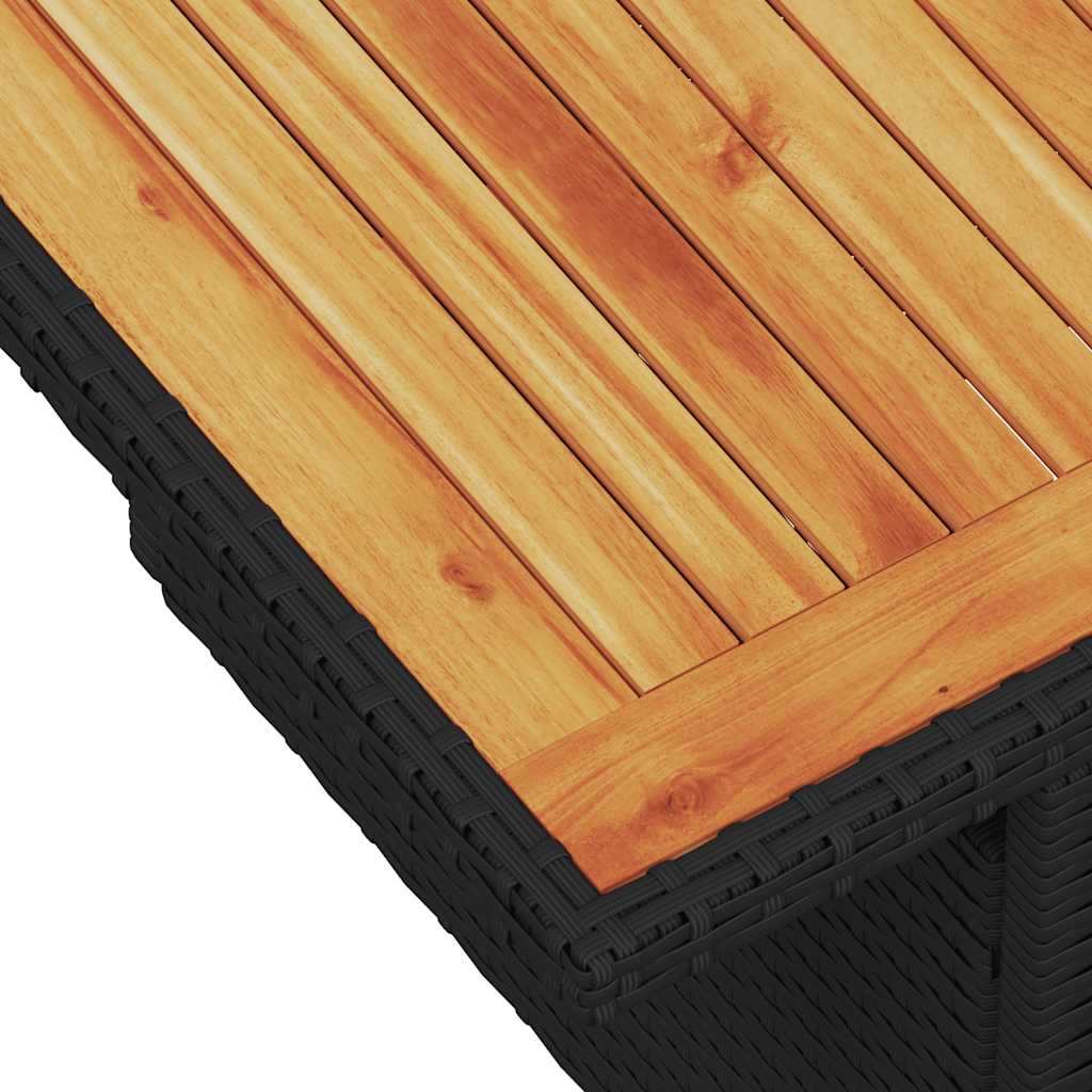 Set mobilier grădină perne 6 piese negru poliratan/lemn acacia