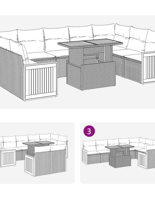 Загрузите изображение в средство просмотра галереи, Set canapele de grădină cu perne, 10 piese, bej, poliratan
