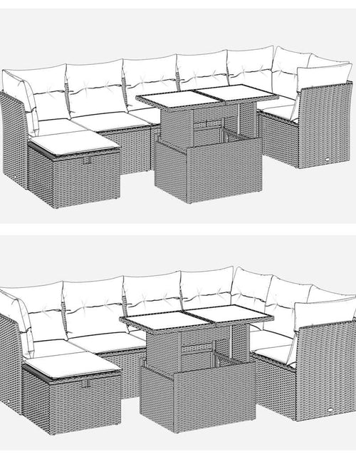 Загрузите изображение в средство просмотра галереи, Set mobilier de grădină cu perne, 8 piese, negru, poliratan
