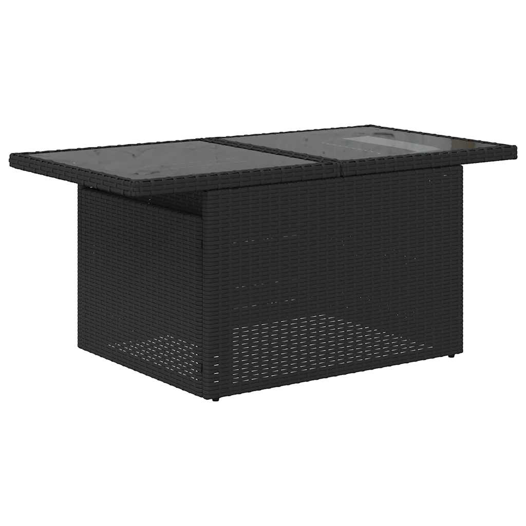 Set mobilier de grădină cu perne, 6 piese, negru, poliratan