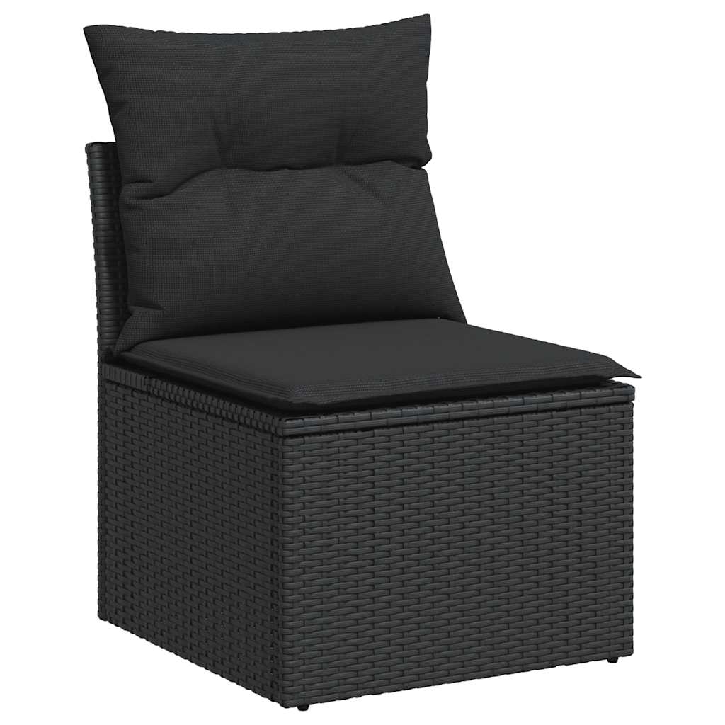 Set mobilier de grădină cu perne, 5 piese, negru, poliratan