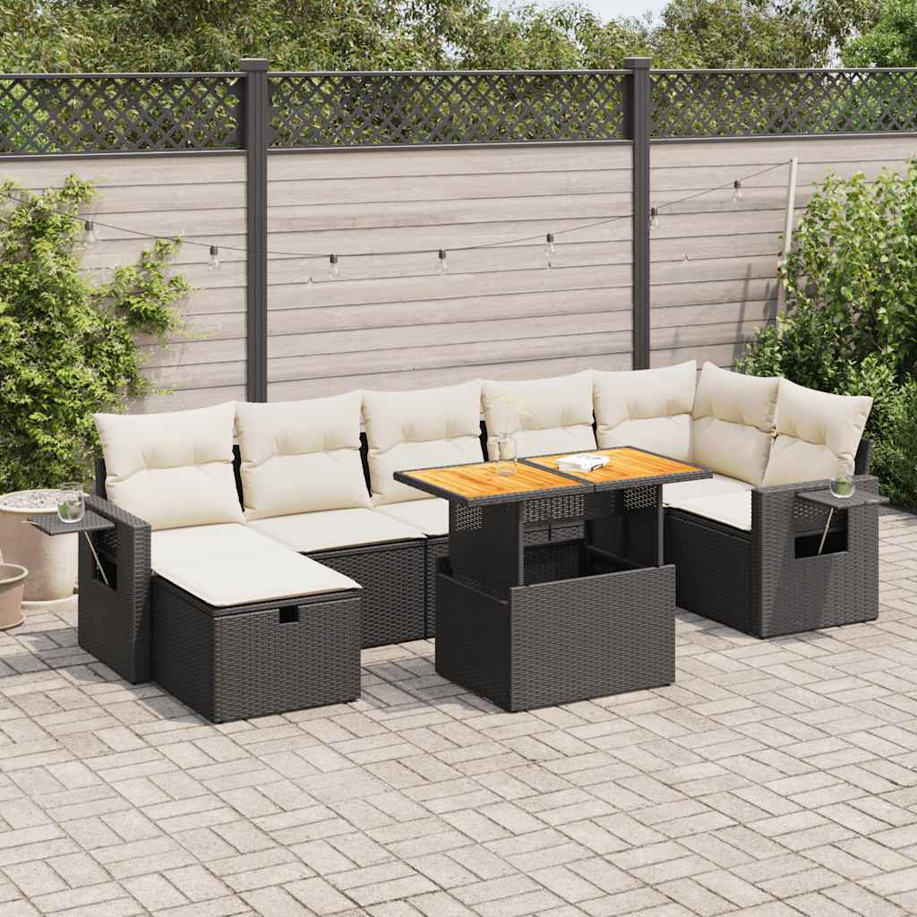 Set mobilier de grădină cu perne, 5 piese,poliratan/lemn acacia