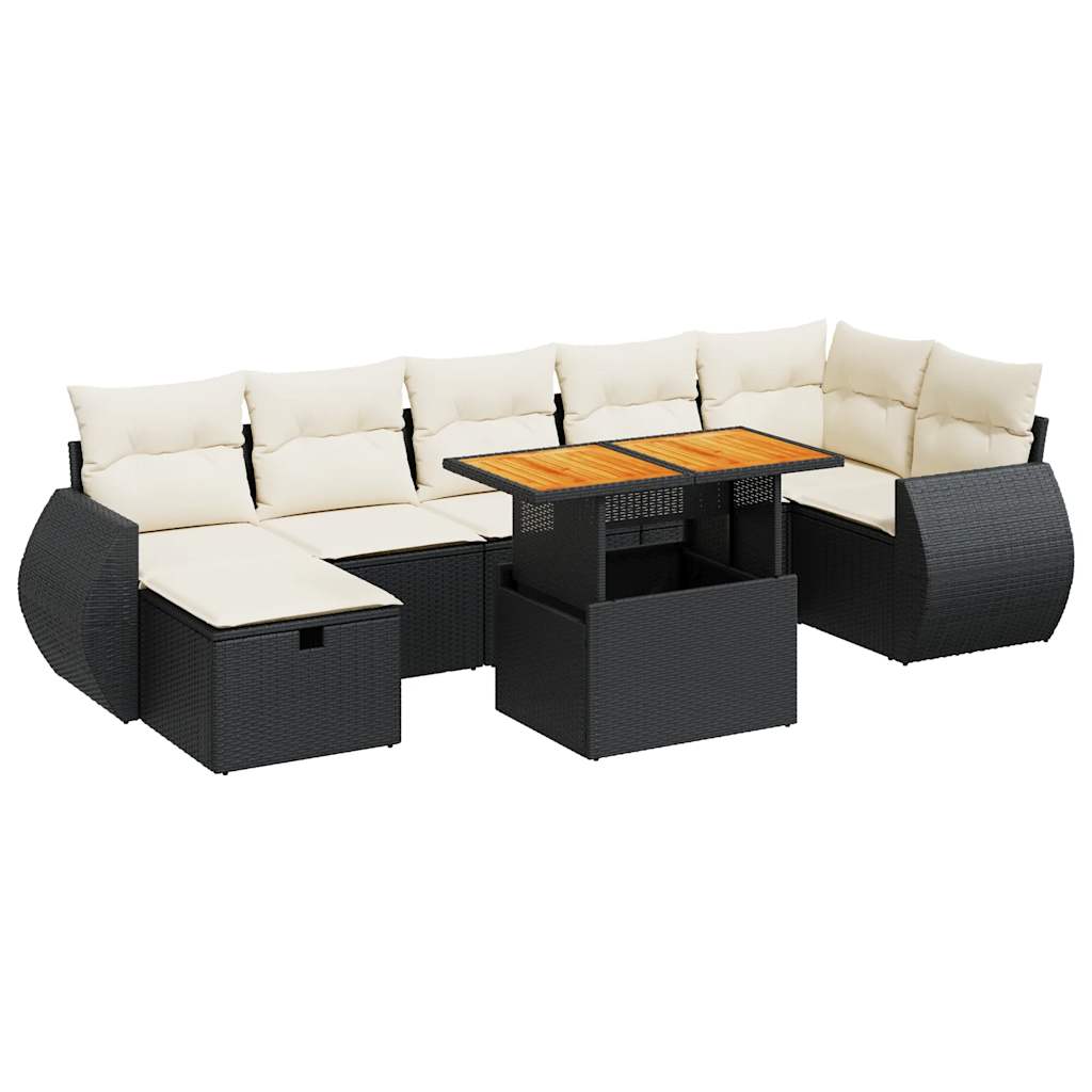 Set mobilier de grădină cu perne, 5 piese,poliratan/lemn acacia