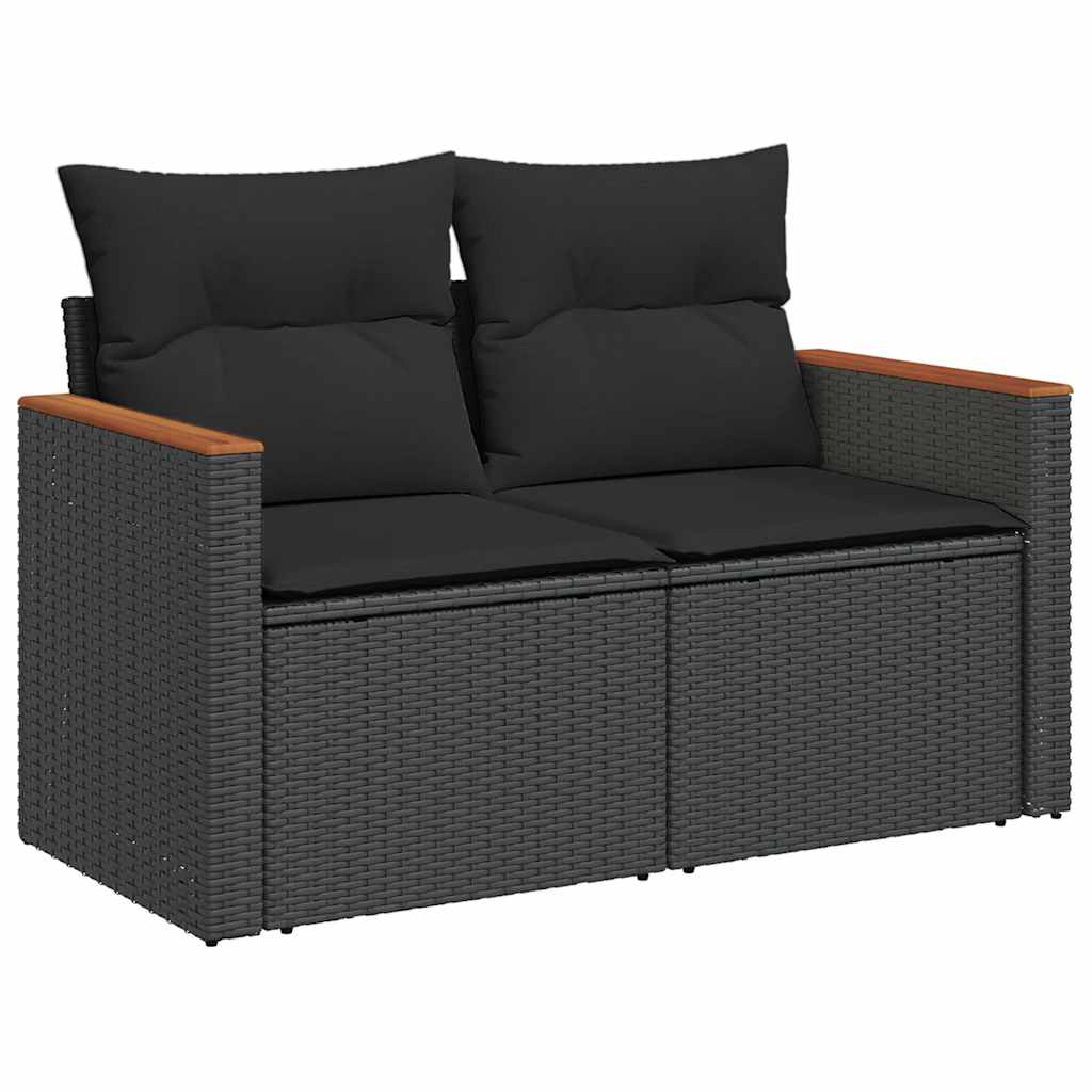 Set mobilier de grădină cu perne, 5 piese, negru, poliratan