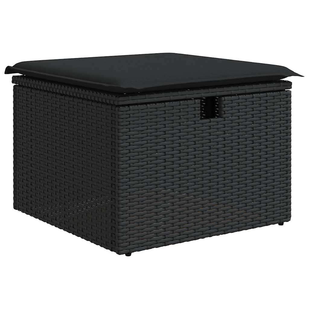 Set mobilier de grădină cu perne, 5 piese, negru, poliratan