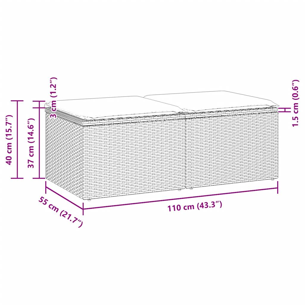 Set mobilier de grădină cu perne, 2 piese poliratan/lemn acacia