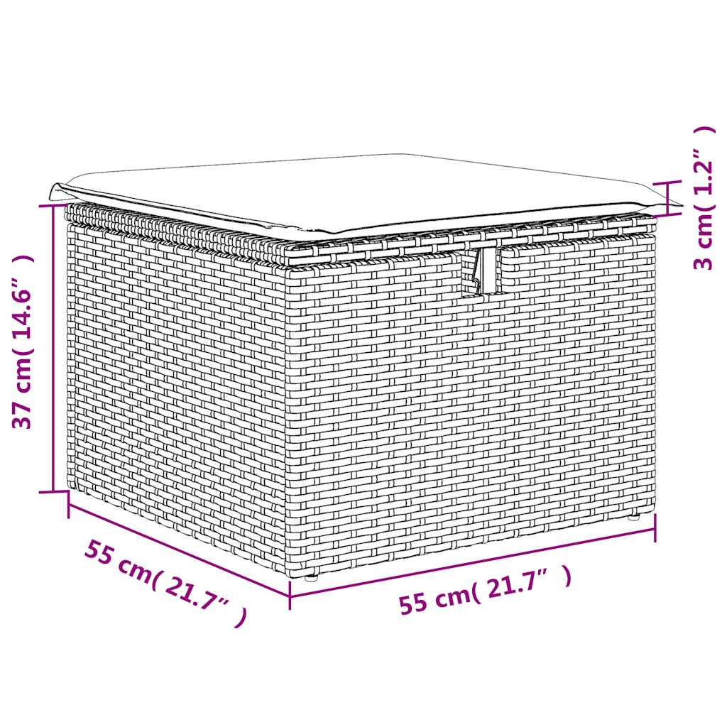 Set mobilier de grădină cu perne, 2 piese poliratan/lemn acacia