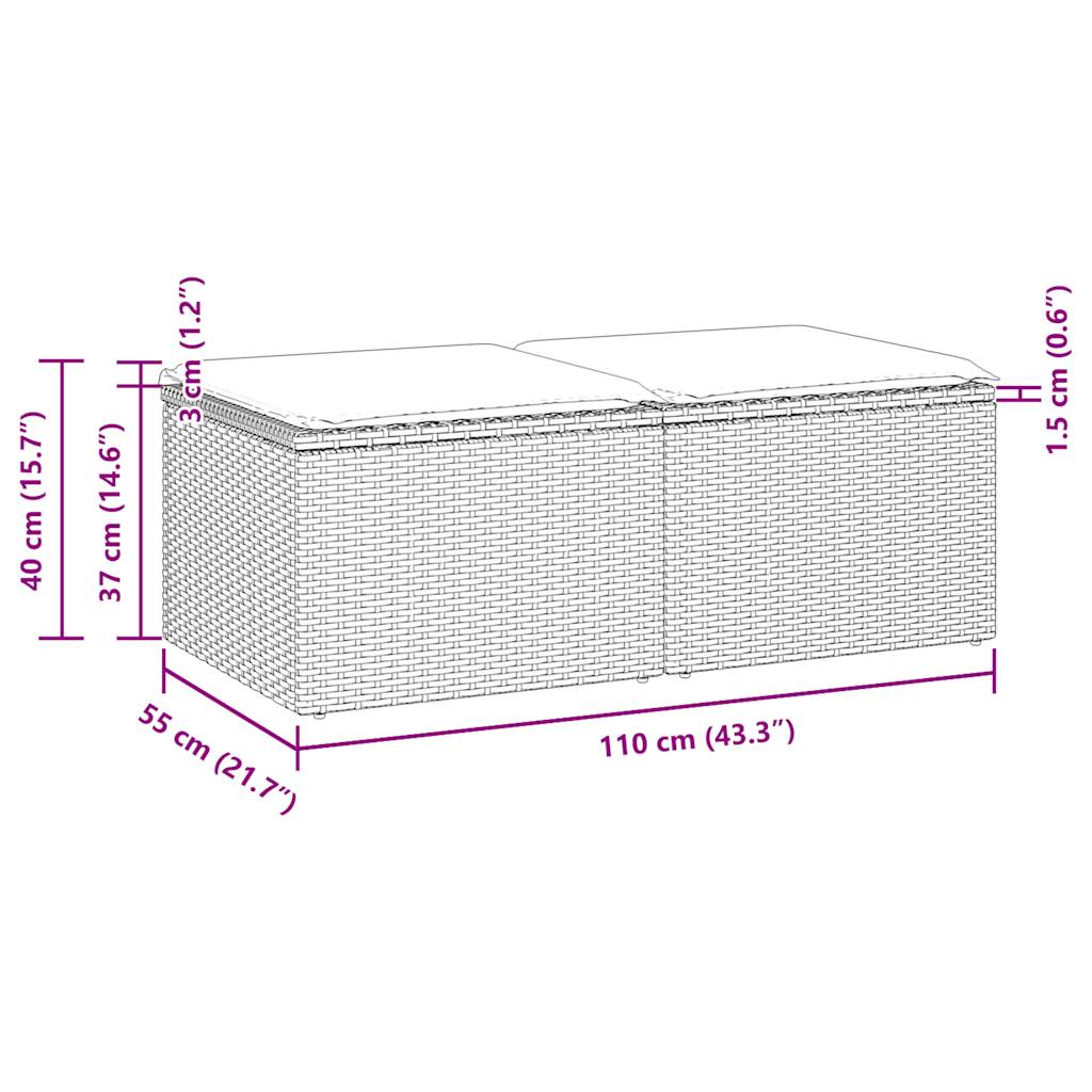 Set mobilier de grădină cu perne, 2 piese poliratan/lemn acacia