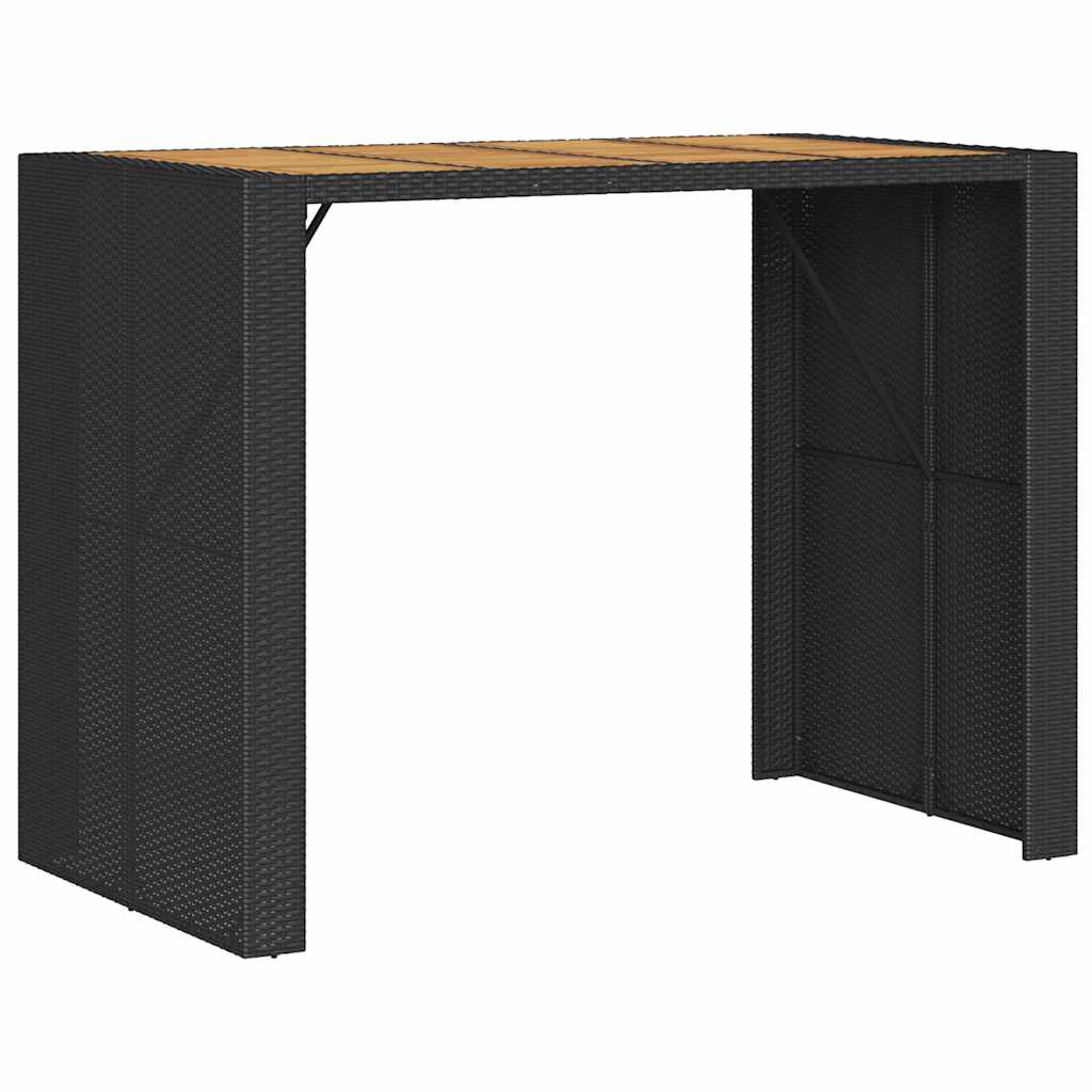 Set mobilier bar de grădină cu perne, 5 piese, negru, poliratan