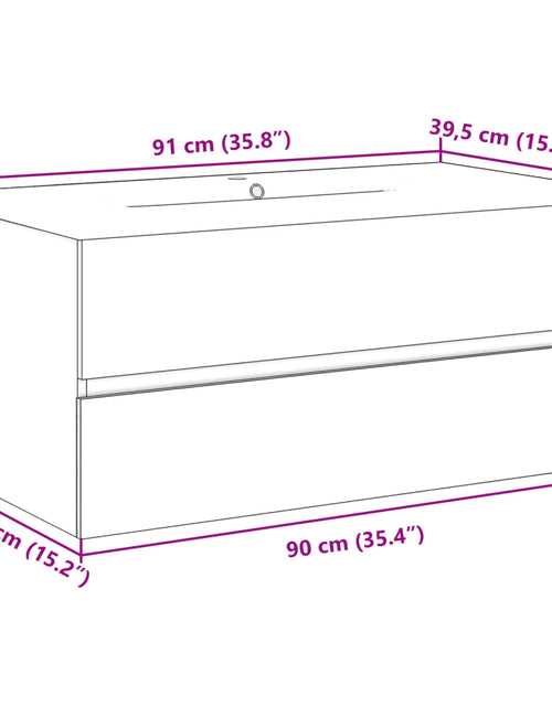 Încărcați imaginea în vizualizatorul Galerie, Dulap chiuvetă cu chiuvetă încorporată lemn vechi 91x39,5x49 cm
