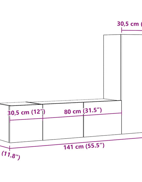 Încărcați imaginea în vizualizatorul Galerie, Dulapuri TV montate pe perete 3 buc. stejar artizanal lemn
