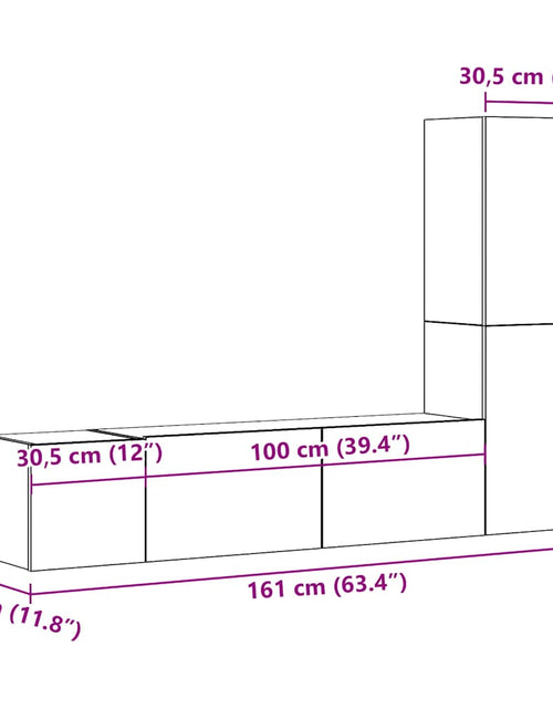 Încărcați imaginea în vizualizatorul Galerie, Dulapuri TV montate pe perete 3 buc. stejar artizanal lemn
