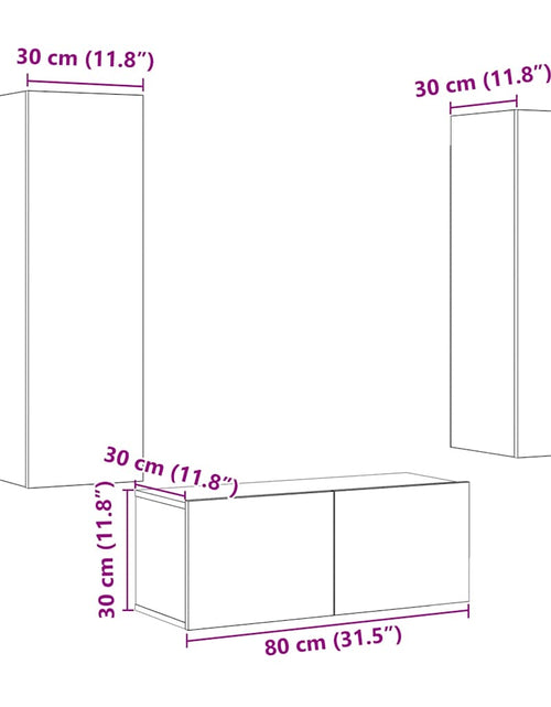 Загрузите изображение в средство просмотра галереи, Dulapuri TV montate pe perete 3 buc Lemn vechi lemn prelucrat
