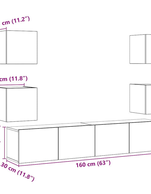 Încărcați imaginea în vizualizatorul Galerie, Dulapuri TV montate pe perete 6 buc Lemn vechi lemn prelucrat
